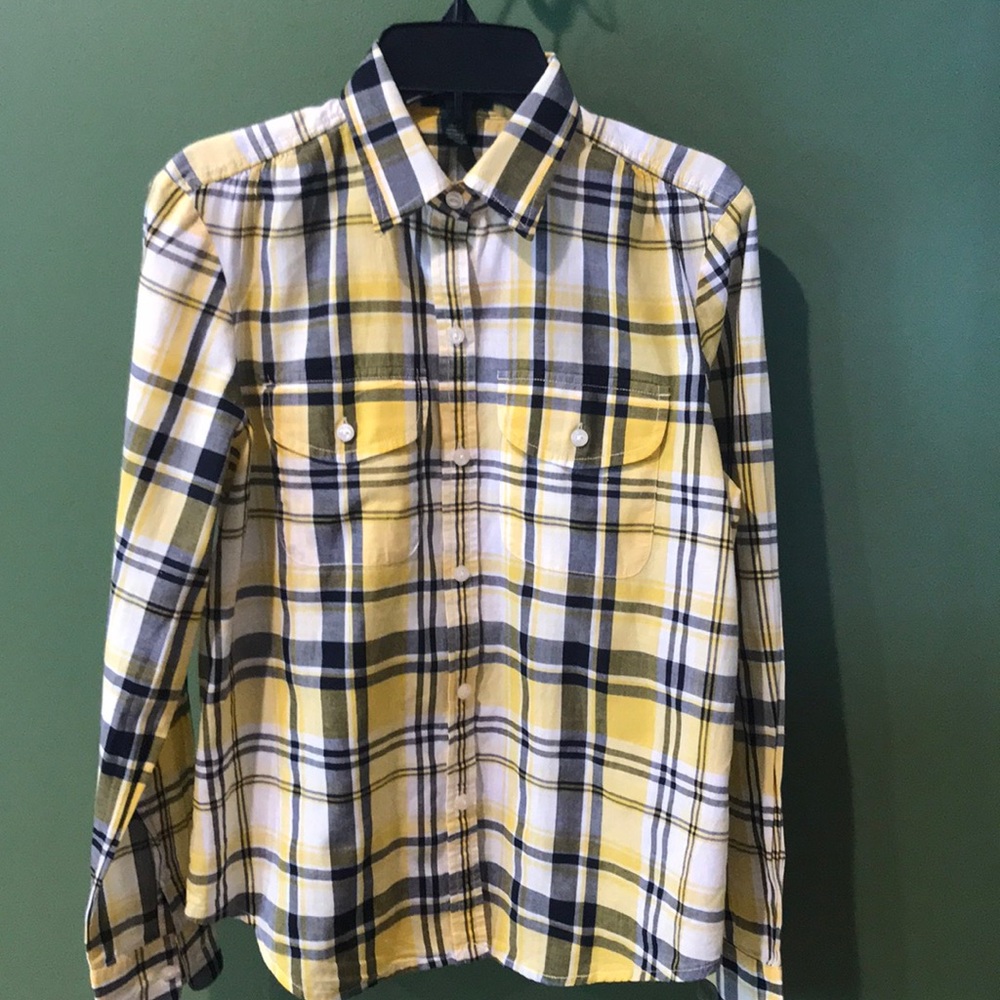 Ralph Lauren Yellow/Navy Check Blouse NWOT
